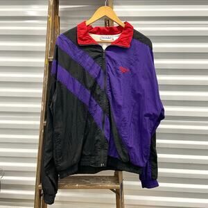 90s Reebok Logo Embroidered Multicolor Red Purple Track Jacket